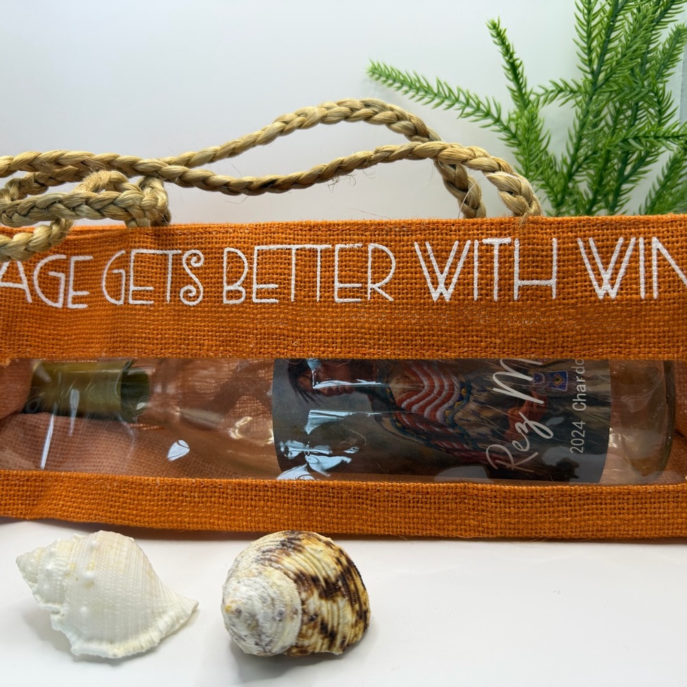 Orange Wine Bag with Rope Handles
